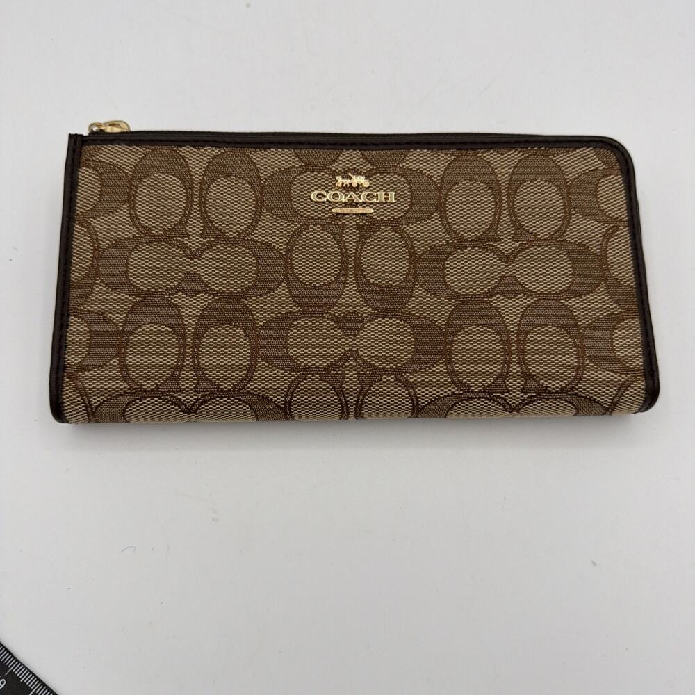 New COACH Clutch Wallet, Canvas, CML All-over Pattern, Women's, F73527 Brown C